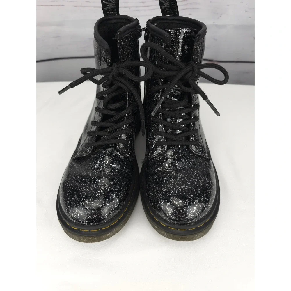 Kids Children's Dr Martens Boots Cosmic Glitter Combat Lace‎ Up Zip Youth Size 3